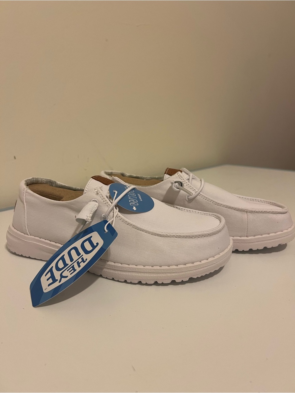Hey Dude Men’s White Canvas Slip-On Loafers